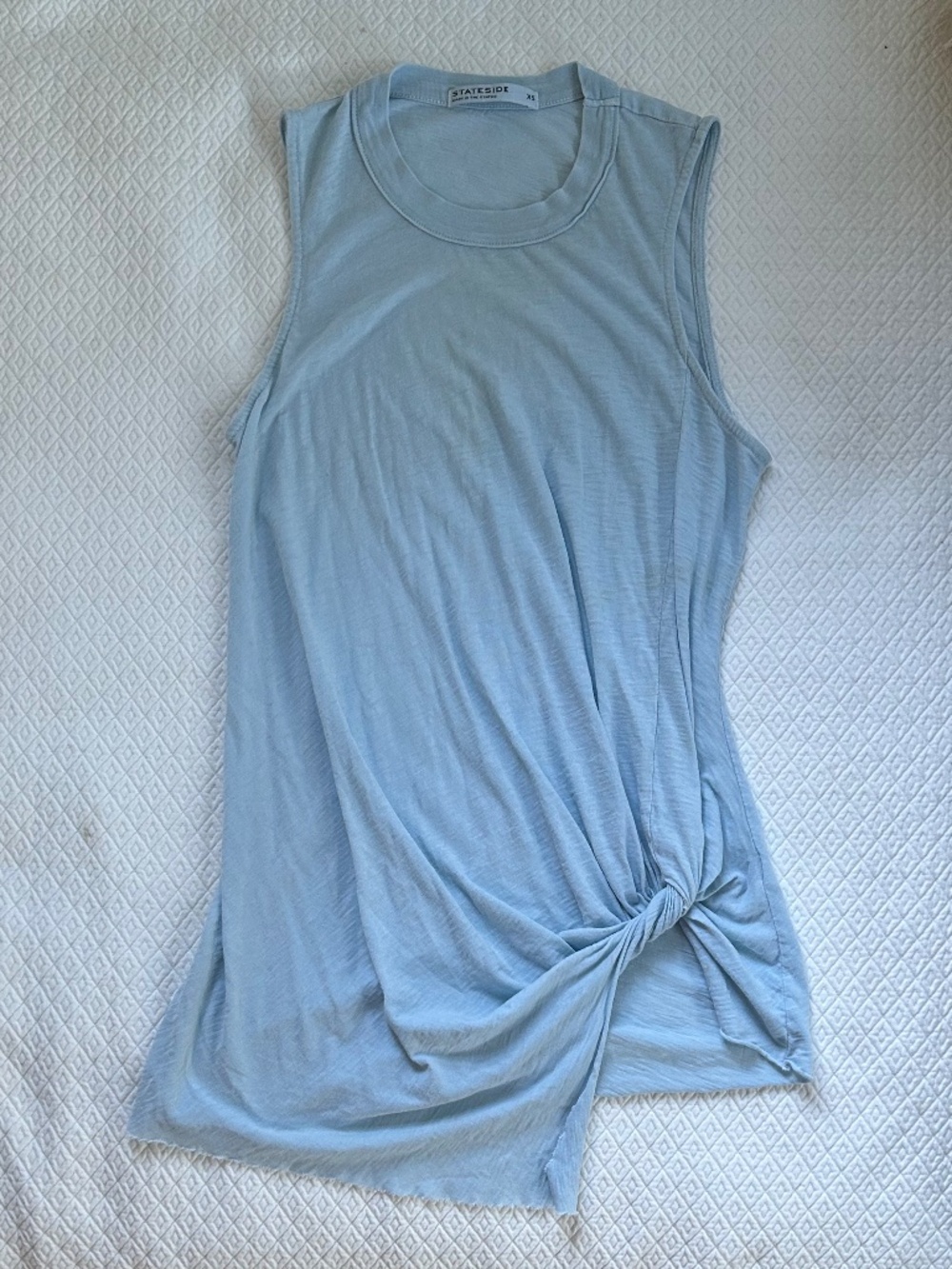 stateside pastel blue gathered tie asymmetrical hem tank top shirt XS